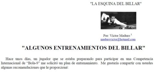 Entrenamientos de Billar